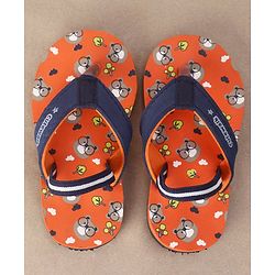 Cute Walk by Babyhug Casual Slip On Flip Flops with Back Strap Beaver Print - Dark Orange
