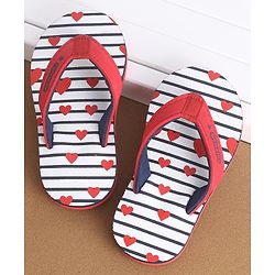Cute Walk by Babyhug Slip On Flip Flops Heart Print - Red