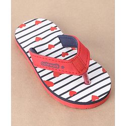 Cute Walk by Babyhug Slip On Flip Flops Heart Print - Red