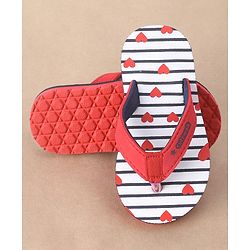 Cute Walk by Babyhug Slip On Flip Flops Heart Print - Red