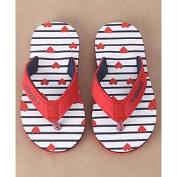 Cute Walk by Babyhug Slip On Flip Flops Heart Print - Red