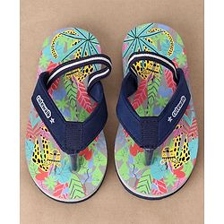 Cute Walk by Babyhug Casual Slip On Flip Flops with Jungle Print - Blue