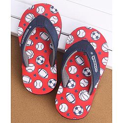 Cute Walk by Babyhug Slip On Flip Flops Sports Ball Print-  Red