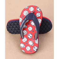 Cute Walk by Babyhug Slip On Flip Flops Sports Ball Print-  Red