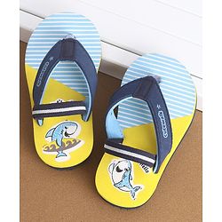 Cute Walk by Babyhug Slip On Flip Flops Stripes & Dolphin Print -  Blue Yellow & Blue