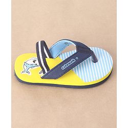 Cute Walk by Babyhug Slip On Flip Flops Stripes & Dolphin Print -  Blue Yellow & Blue