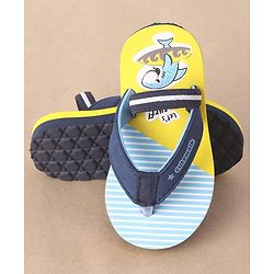 Cute Walk by Babyhug Slip On Flip Flops Stripes & Dolphin Print -  Blue Yellow & Blue