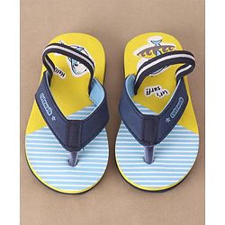 Cute Walk by Babyhug Slip On Flip Flops Stripes & Dolphin Print -  Blue Yellow & Blue