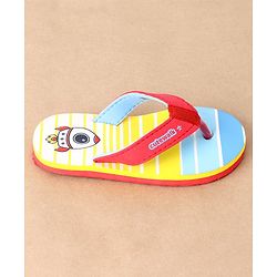Cute Walk by Babyhug Flip Flops Stripes and Rocket Print - Yellow