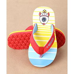 Cute Walk by Babyhug Flip Flops Stripes and Rocket Print - Yellow