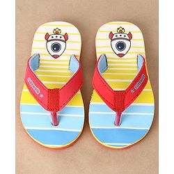 Cute Walk by Babyhug Flip Flops Stripes and Rocket Print - Yellow