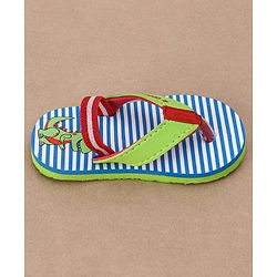 Cute Walk by Babyhug Casual Slip On Stripes Flip Flops with Dino Print - Green