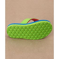Cute Walk by Babyhug Casual Slip On Stripes Flip Flops with Dino Print - Green