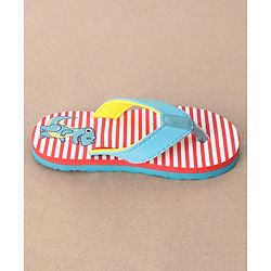 Cute Walk by Babyhug Casual Slip On Stripes Flip Flops with Dino Print - Green