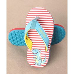 Cute Walk by Babyhug Casual Slip On Stripes Flip Flops with Dino Print - Green