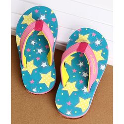 Cute Walk by Babyhug Slip On Flip Flops Stars Print- Blue & Pink