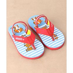 Cute Walk by Babyhug Flip Flops With Back Strap Tiger Print- Blue