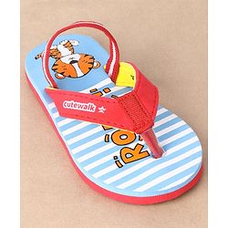 Cute Walk by Babyhug Flip Flops With Back Strap Tiger Print- Blue