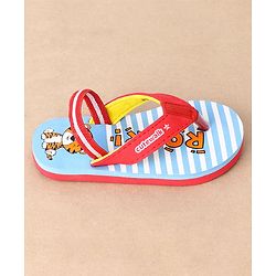Cute Walk by Babyhug Flip Flops With Back Strap Tiger Print- Blue