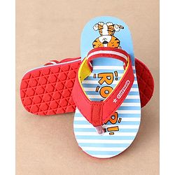 Cute Walk by Babyhug Flip Flops With Back Strap Tiger Print- Blue