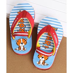 Cute Walk by Babyhug Flip Flops With Back Strap Tiger Print- Blue