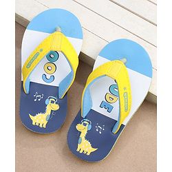Cute Walk by Babyhug Slip On Flip Flops Dino Print- Blue