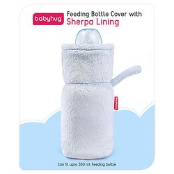 Babyhug Premium Feeding Bottle Cover with Sherpa Lining Blue - Fits upto 330 ml