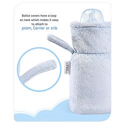 Babyhug Premium Feeding Bottle Cover with Sherpa Lining Blue - Fits upto 330 ml