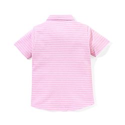 Babyhug 100% Cotton Half Sleeves Knitted Pique Striped Shirt - Light Pink