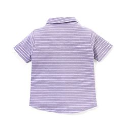 Babyhug 100% Cotton Half Sleeves Knitted Pique Striped Shirt - Lilac