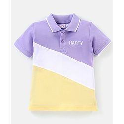 Babyhug Cotton Half Sleeves Polo T-Shirt Cut and Sew Pattern - Purple
