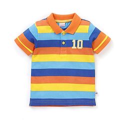 Babyhug Cotton Half Sleeves Polo T-Shirt Striped - Multicolour