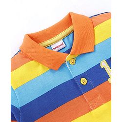 Babyhug Cotton Half Sleeves Polo T-Shirt Striped - Multicolour