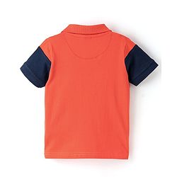 Babyhug Cotton Half Sleeves Polo Color Block T-Shirt- Red Blue & Yellow