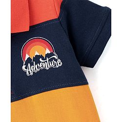 Babyhug Cotton Half Sleeves Polo Color Block T-Shirt- Red Blue & Yellow