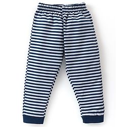 Babyhug Cotton Knit Half Sleeves Night Suit  Koala Print With Stripes -  Navy Blue