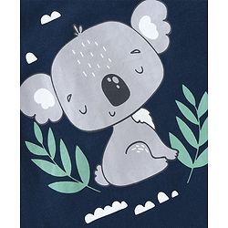 Babyhug Cotton Knit Half Sleeves Night Suit  Koala Print With Stripes -  Navy Blue
