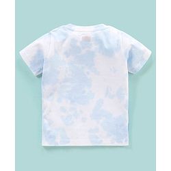 Babyhug Cotton Knit Half Sleeves Tee Palm Tree Print - White & Blue