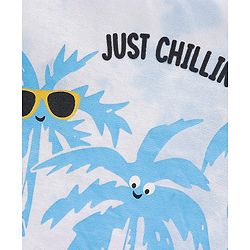 Babyhug Cotton Knit Half Sleeves Tee Palm Tree Print - White & Blue