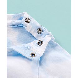 Babyhug Cotton Knit Half Sleeves Tee Palm Tree Print - White & Blue