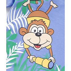 Babyhug Cotton Half Sleeves T-Shirt Monkey Print- Blue