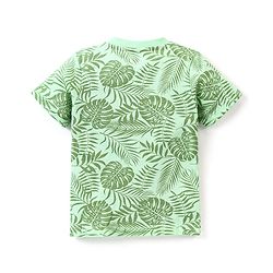 Babyhug Cotton Half Sleeves T-Shirt Tiger & Tropical Print- Green