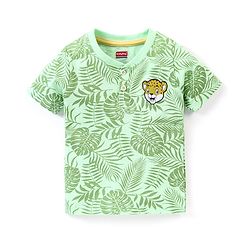 Babyhug Cotton Knit Half Sleeves Tropical Print T-Shirt - Green