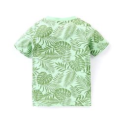 Babyhug Cotton Knit Half Sleeves Tropical Print T-Shirt - Green