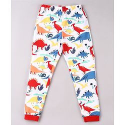 Babyhug Cotton Knit Half Sleeves Night Suit Dino Print - White
