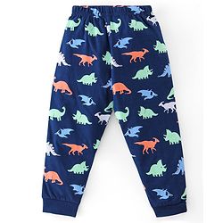 Babyhug Cotton Knit Full Sleeves Night Suit Dino Print - Navy Blue