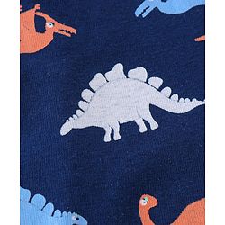 Babyhug Cotton Knit Full Sleeves Night Suit Dino Print - Navy Blue