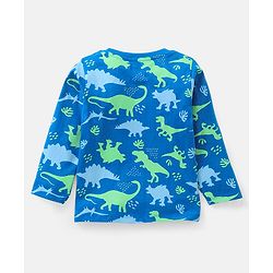 Babyhug Cotton Knit Full Sleeves Dino Print Night Suit - Blue