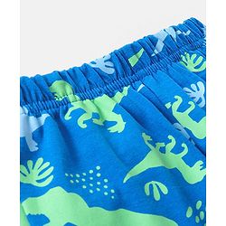 Babyhug Cotton Knit Full Sleeves Dino Print Night Suit - Blue
