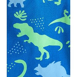 Babyhug Cotton Knit Full Sleeves Dino Print Night Suit - Blue